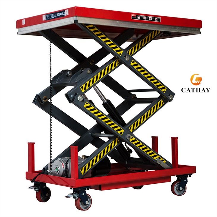 hydraulic double scissor lift table cart
